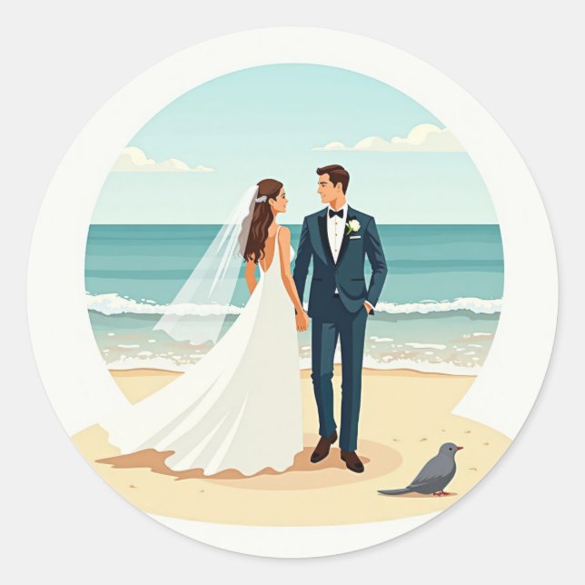 Adesivos de Casamento de Praia (Frente)