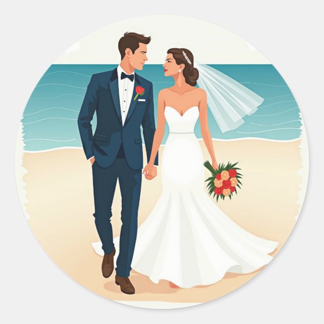 Adesivos de Casamento de Praia (Frente)