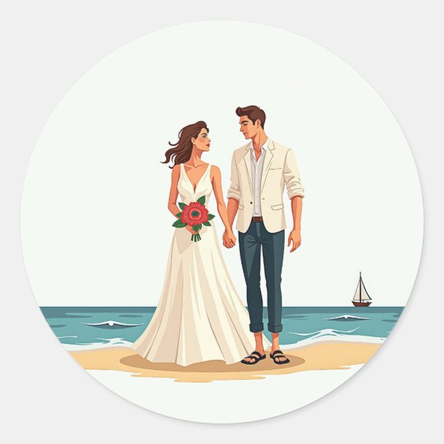Adesivos de Casamento de Praia (Frente)