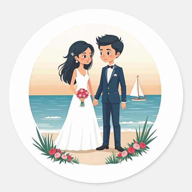 Adesivos de Casamento de Praia (Frente)