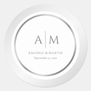 Adesivos De Casamento De Prata Monogramados Elegan