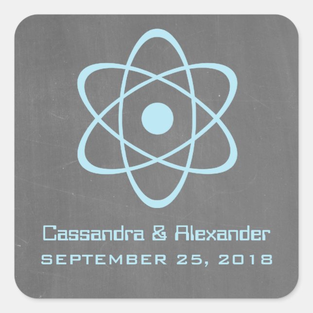 Adesivos de Casamento de Quadro Atômico Azul (Frente)