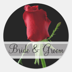 Adesivos de casamento de rosa vermelha elegante