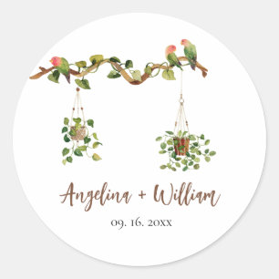 Adesivos de casamento de verde tropical botânico