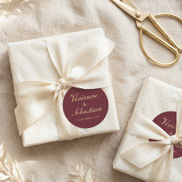 Adesivos de casamento elegantes em burgundy dourad