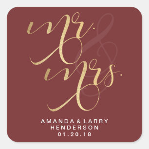 Adesivos de Casamento Fancy Gold Mr e Mrs