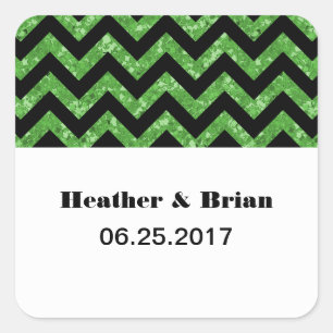 Adesivos de Casamento Glitter Verde Chevron