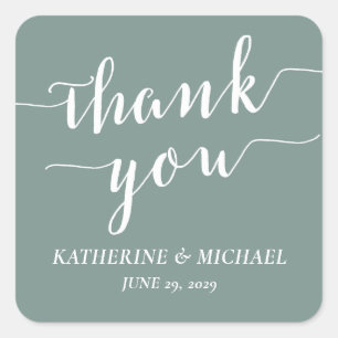 Adesivos de casamento Modern Sage Green Thank You