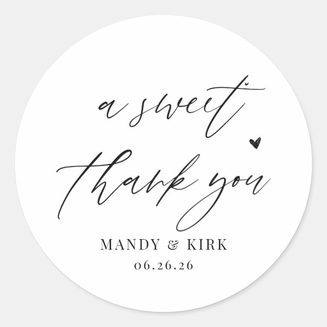 Adesivos de casamento Modern Script obrigado (Frente)
