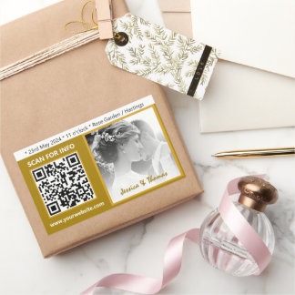Adesivos de Casamento Modernos, Código QR, Foto, D