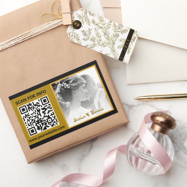 Adesivos de Casamento Modernos, Código QR, Foto, P (Presentear)