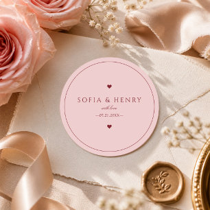 Adesivos de Casamento Modernos Minimalistas Rosa B