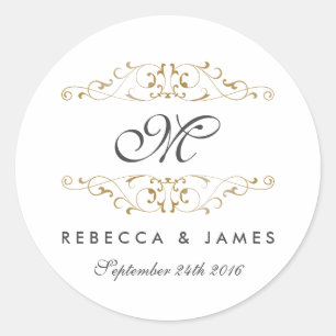 Adesivos de Casamento Monograma com Floreio em Our