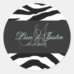 Adesivos de casamento monograma Zebra