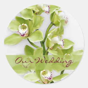 Adesivos de Casamento Orquídeo de Cymbidium Verde