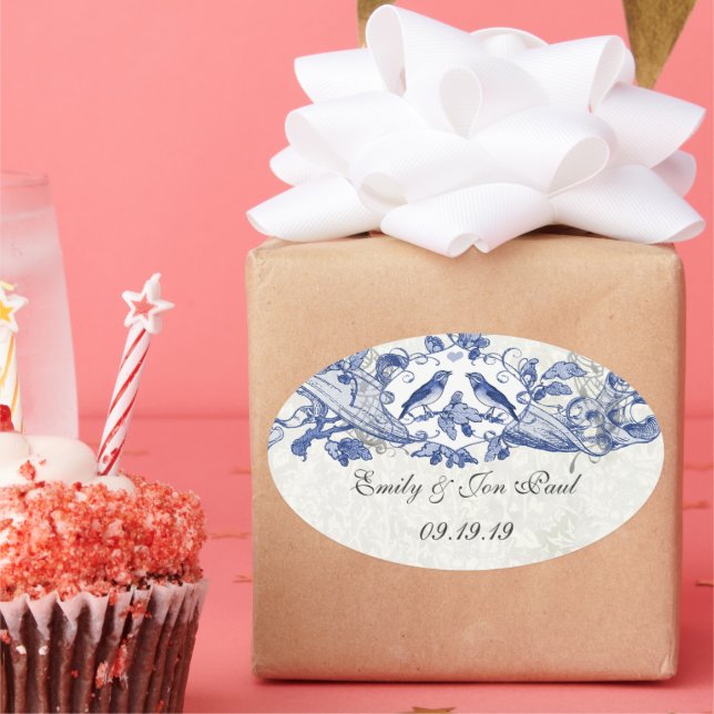Adesivos de Casamento Pássaros Azuis Vintage (Festa)
