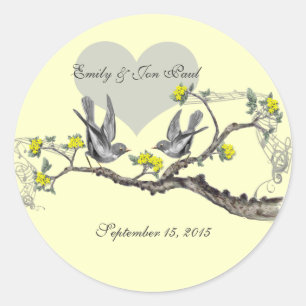 Adesivos de Casamento Pássaros de Amor Flores Amar