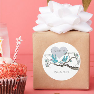 Adesivos de Casamento Pássaros de Amor Rosa Água V