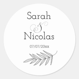 Adesivos de casamento personalizados minimalistas