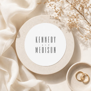 Adesivos de casamento preto e branco minimalistas