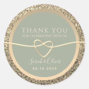 Adesivos de casamento romântico na cor verde sálvi