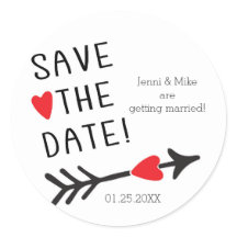 Adesivos de casamento Rustic SAVE THE DATE Heart A