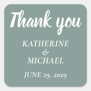 Adesivos de Casamento Thank You Modern Sage