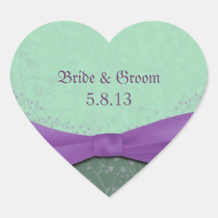 Adesivos de casamento verde primavera e roxo