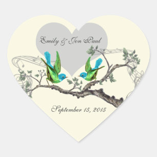 Adesivos de Casamento Vintage Aqua & Apple Green B