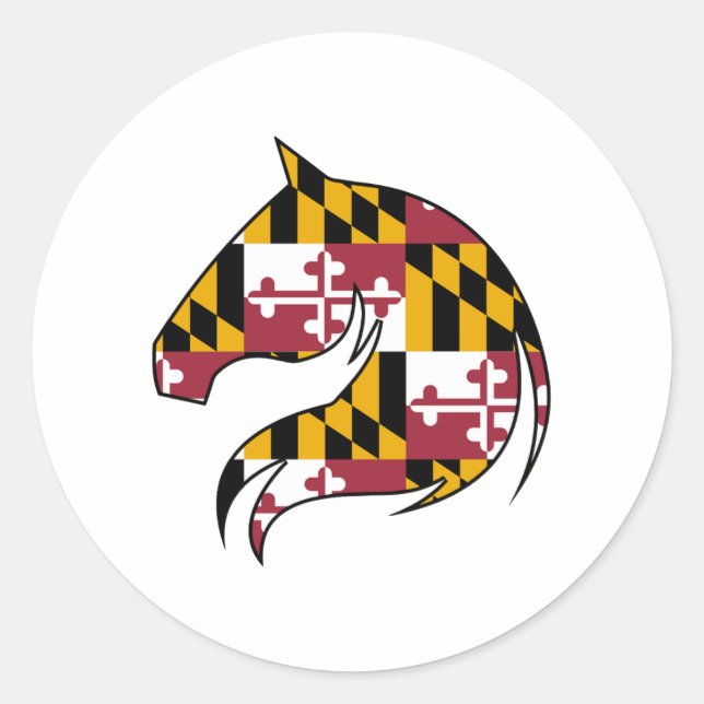 Adesivos de Cavalos da Bandeira de Maryland (Frente)
