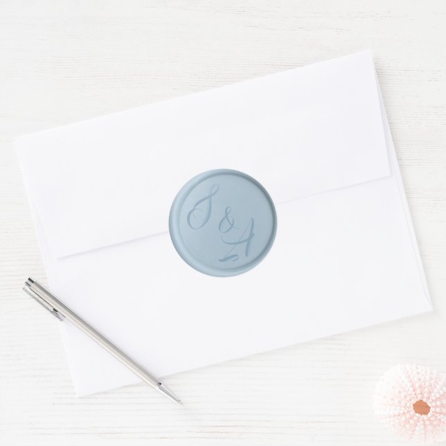 Adesivos de cera de selo de casamento azul empoeir (Envelope)