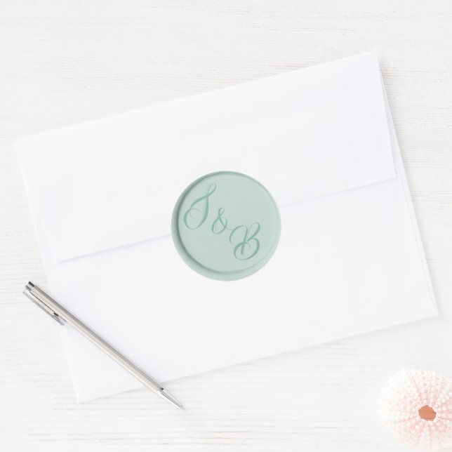 Adesivos de cera de selo de casamento verde sage c (Envelope)