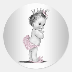 Adesivos de Chá de Bebê Princesa Rosa Vintage
