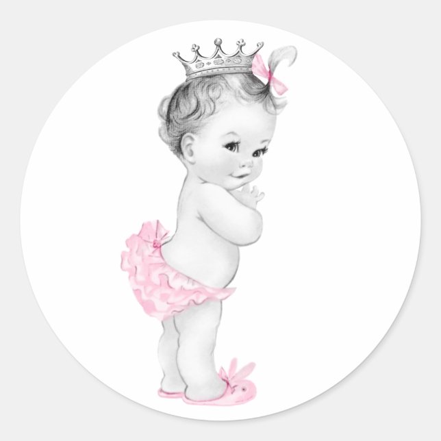 Adesivos de Chá de Bebê Princesa Rosa Vintage (Frente)