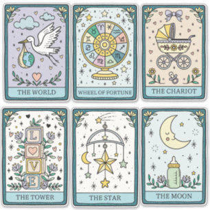 Adesivos de Chamada de Bebê com Cartas de Tarot