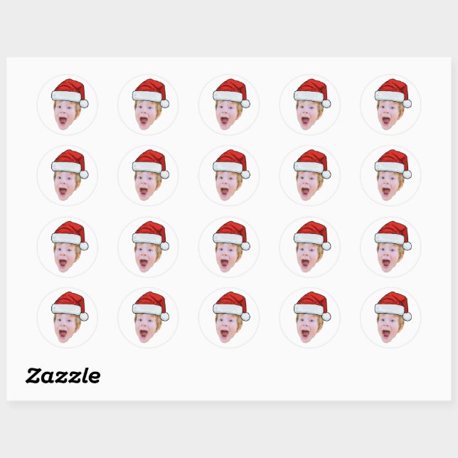 Adesivos de chapéu de Papai Noel com rosto persona (Folha)