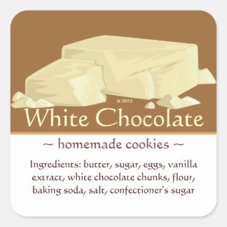 Adesivos de chocolate branco quadrados personalizá