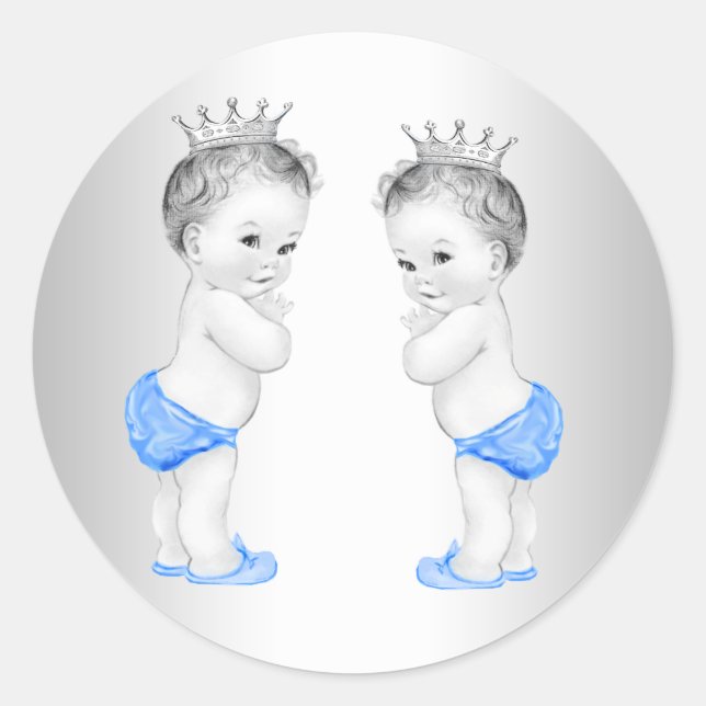 Adesivos de Chuvada de Bebê Príncipe Azul Gêmeos M (Frente)