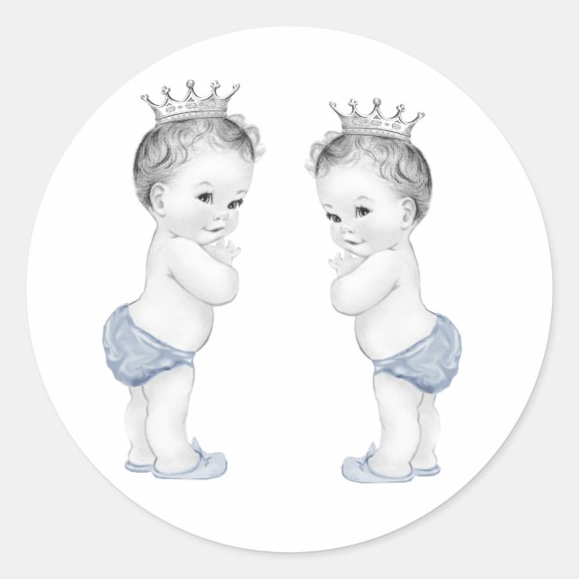 Adesivos de Chuvada de Bebê Príncipe Azul Gêmeos M (Frente)