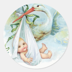 Adesivos de Chuveiro de Bebê Cegonha Azul Vintage