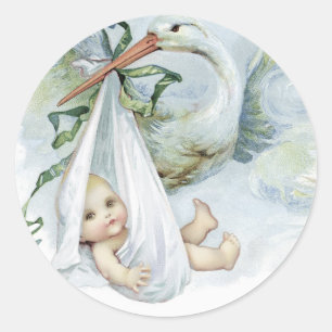 Adesivos de Chuveiro de Bebê Cegonha Azul Vintage