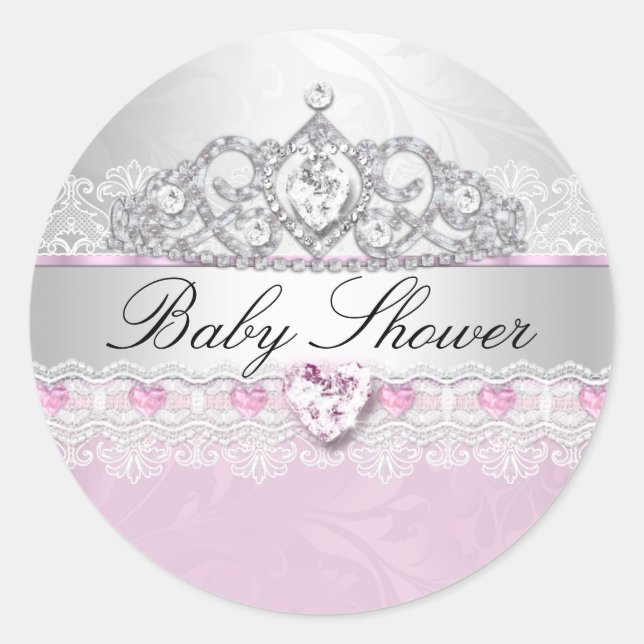 Adesivos de Chuveiro de Bebê Pink Princess Tiara & (Frente)