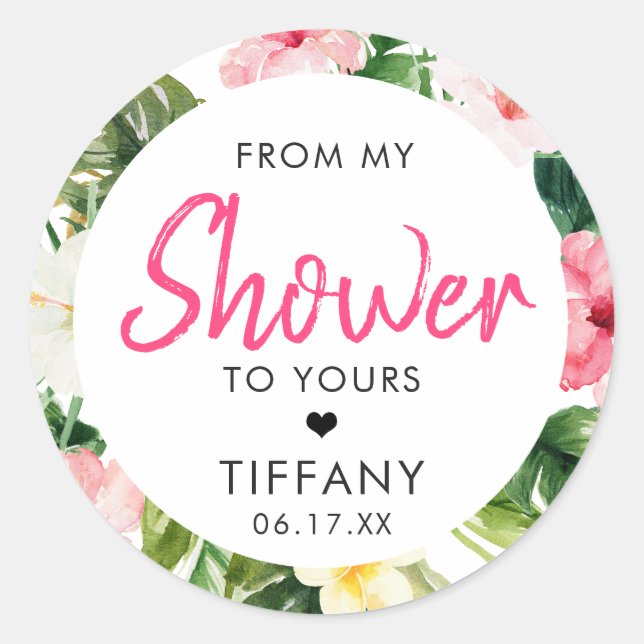 Adesivos de Chuveiro de Noiva Folhas Tropicais (Frente)