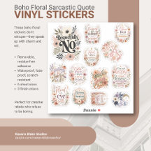 Adesivos de Citação Sarcástica Floral Boho
