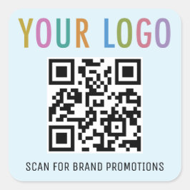 Adesivos de Código QR Azul Claro Logotipo Empresar