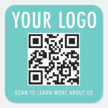 Adesivos de Código QR Azul Turquesa com Logotipo P
