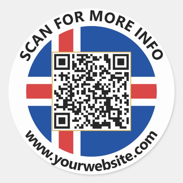 Adesivos de Código QR da Islândia Moderna, Bandeir (Frente)