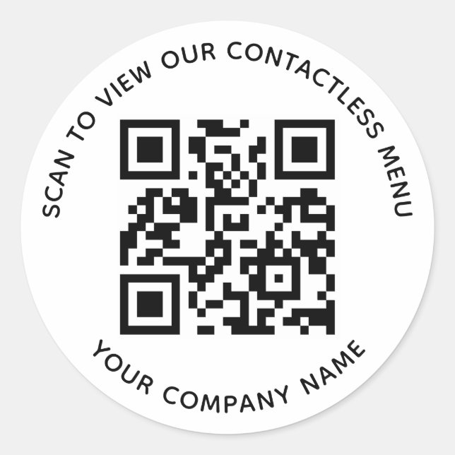 Adesivos de Código QR de Menu Redondos Nome da Emp (Frente)