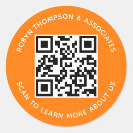 Adesivos de Código QR Laranja Personalizados Nome 