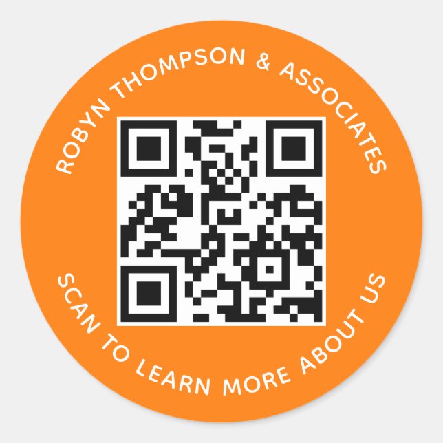 Adesivos de Código QR Laranja Personalizados Nome  (Frente)